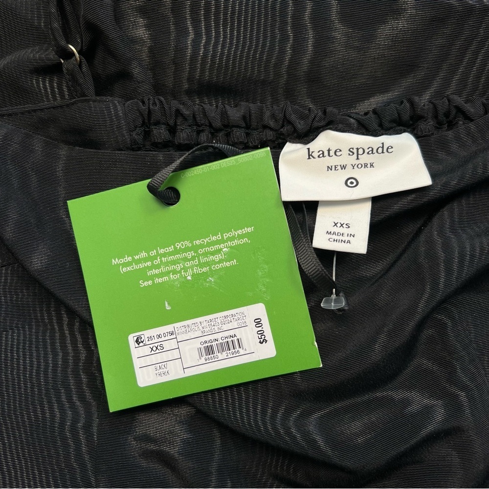 Kate Spade Tiered Ruffle Midi Black Dress, XXS - Picture 3 of 8